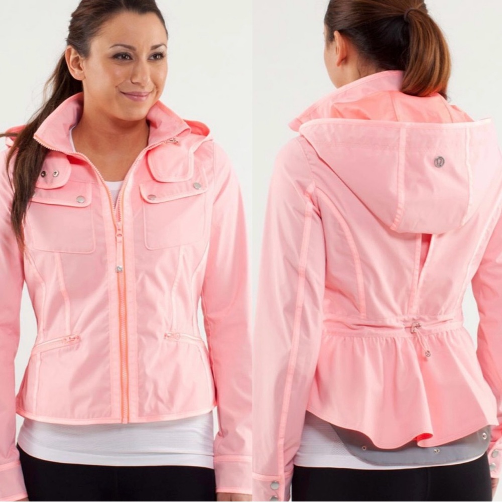 $178 02/2013 PRE-OWNED Lululemon Bleached Coral Out And About Jacket w/ Hood 4